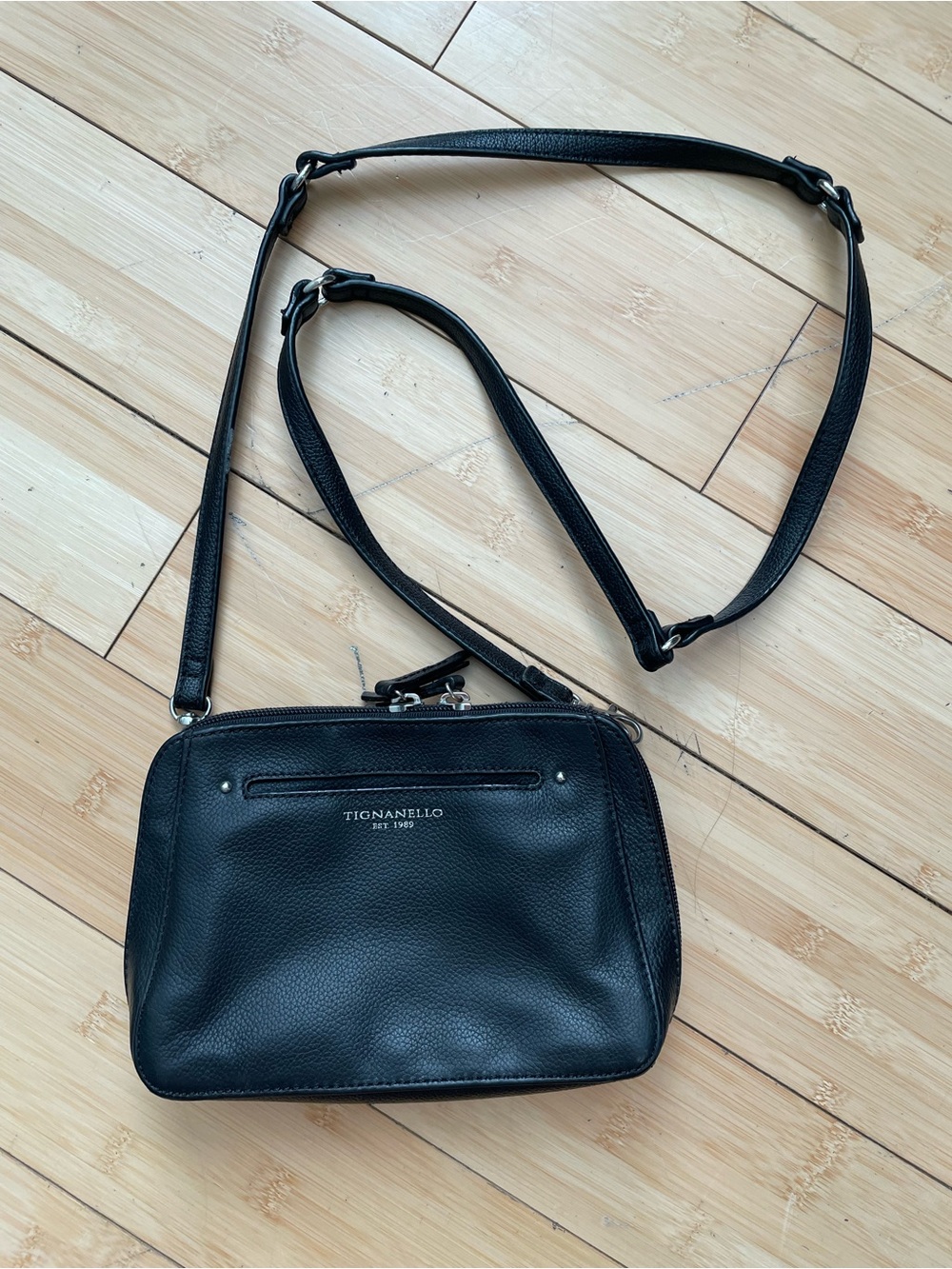Tignanello Black Leather Crossbody Strap - Women’s Accessory